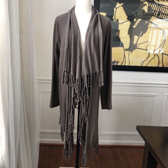 Garnet Hill Fringe Long Cardigan Open Front M - Picture 1 of 9
